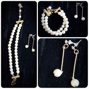 VINTAGE CULTURED PEARLS 🆕️SET: BRACELET&EARRINGS